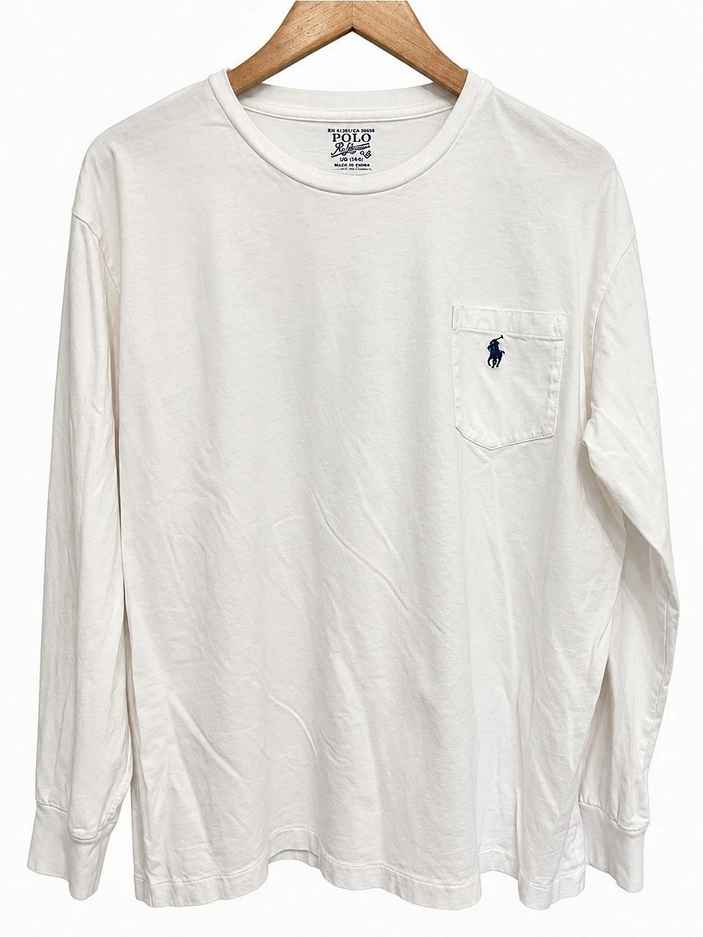 Polo Ralph Lauren Long-Sleeve Pocket T-Shirt Tee in White